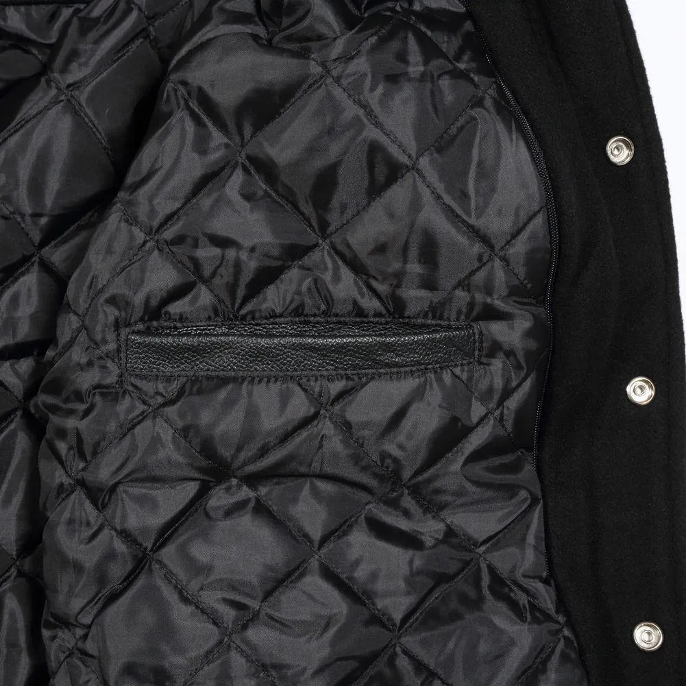 Spine Spark Grey Hooded Wool Varsity White Leather Leather Sleeves