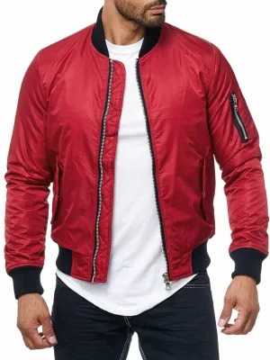 Spine Spark Men Bomber Red Satin MA-1 Flight Jacket