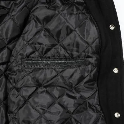 Spine Spark Yankees Navy Blue Wool Varsity Jacket Cream Leather Sleeves