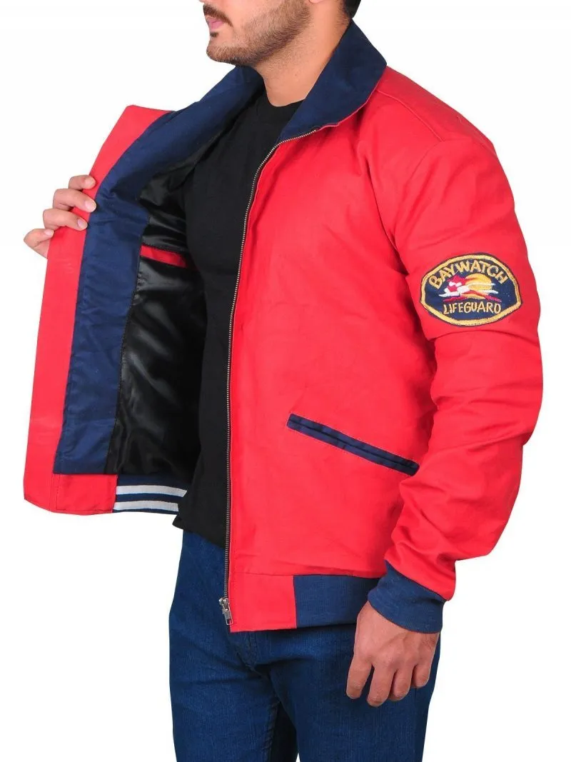 SPINESPARK DAVID HASSELHOFF BAYWATCH LIFEGUARD BOMBER JACKET