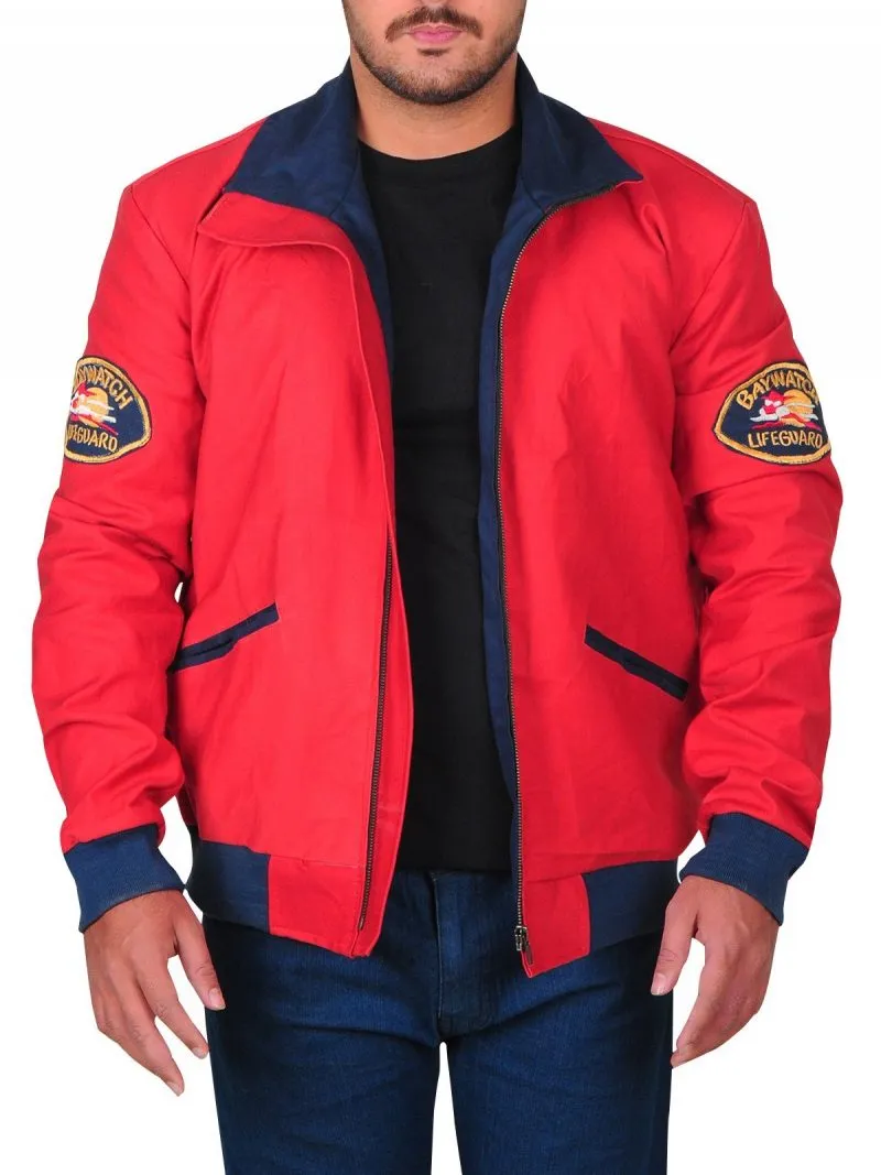 SPINESPARK DAVID HASSELHOFF BAYWATCH LIFEGUARD BOMBER JACKET