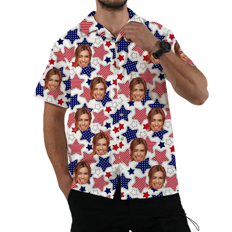 Star Print Custom Hawaiian Shirts Personalized Men's Gifts Loose Summer Tops