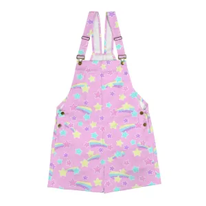 Starry Party Pink Unisex Shorts Overalls With Adjustable Straps And Pockets