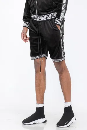 Status Print Velour Shorts Suede Shorts