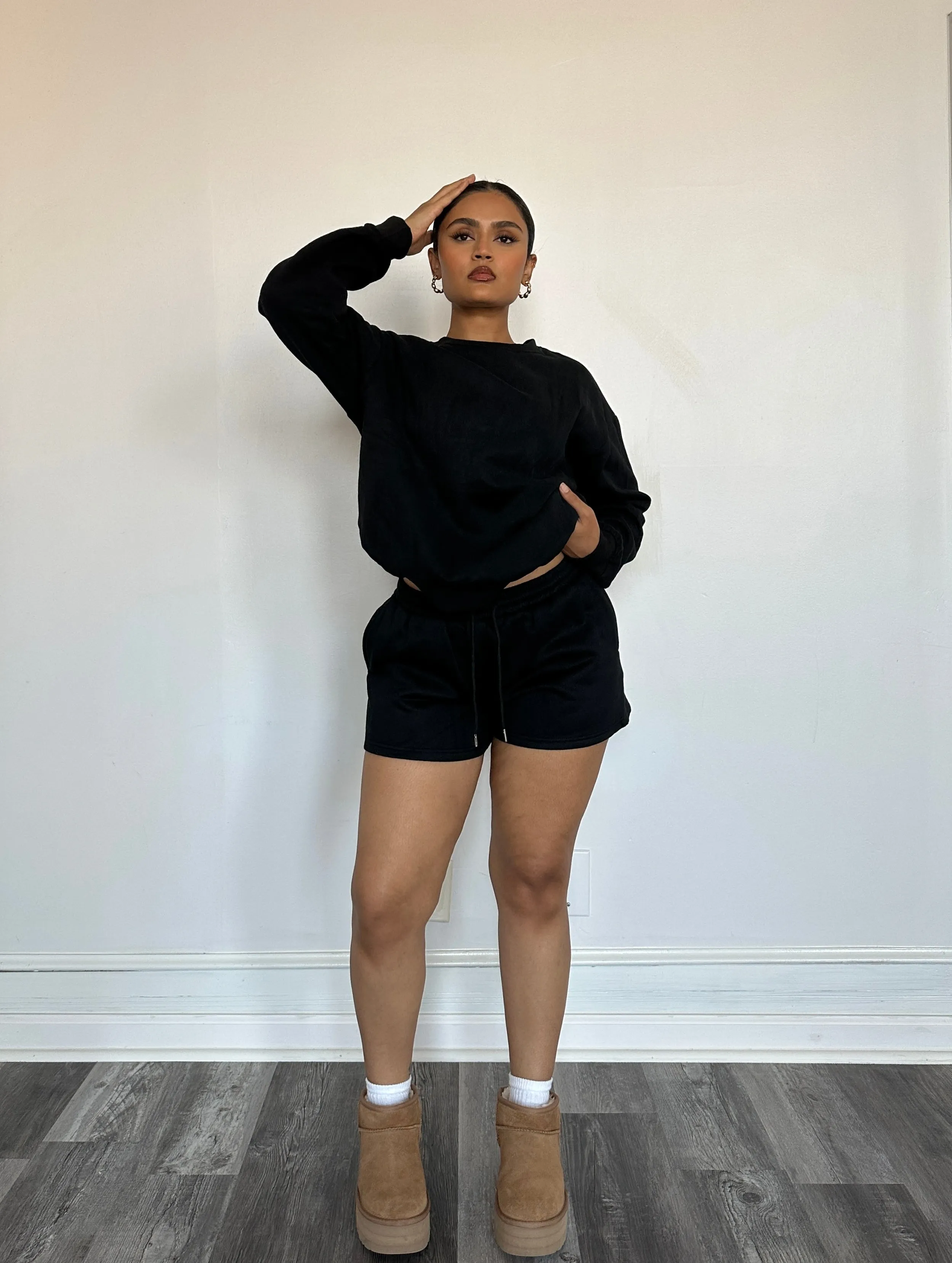 Stay Home Sweat Set Black