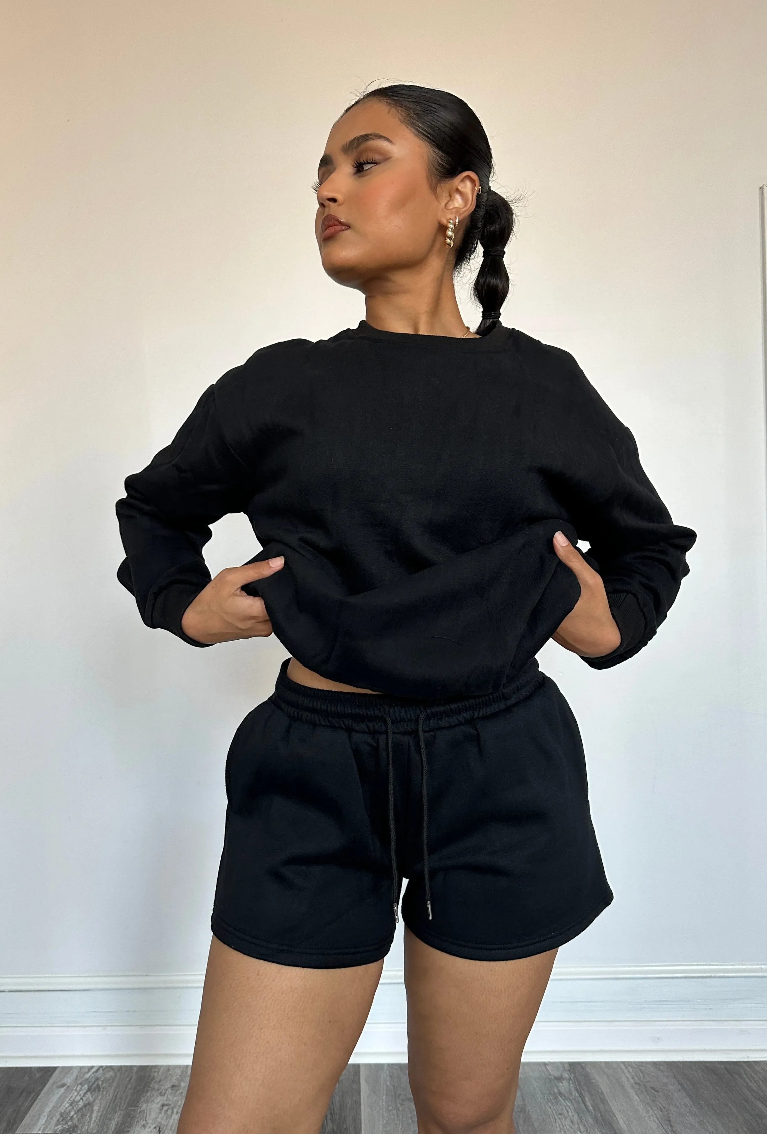 Stay Home Sweat Set Black