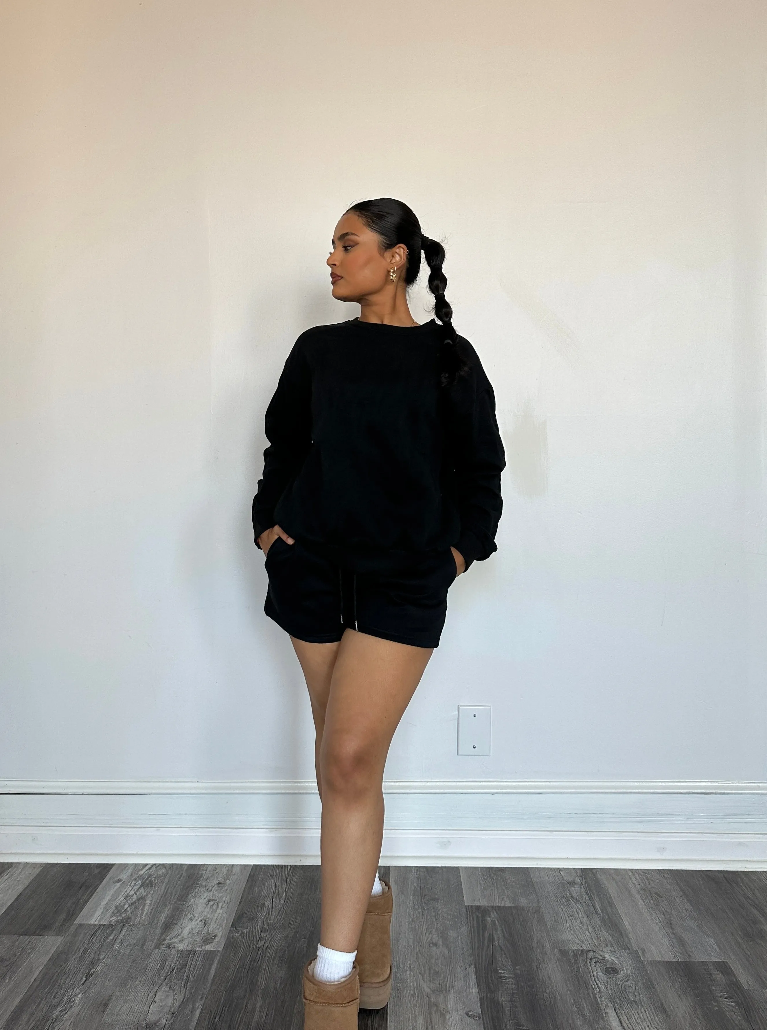 Stay Home Sweat Set Black