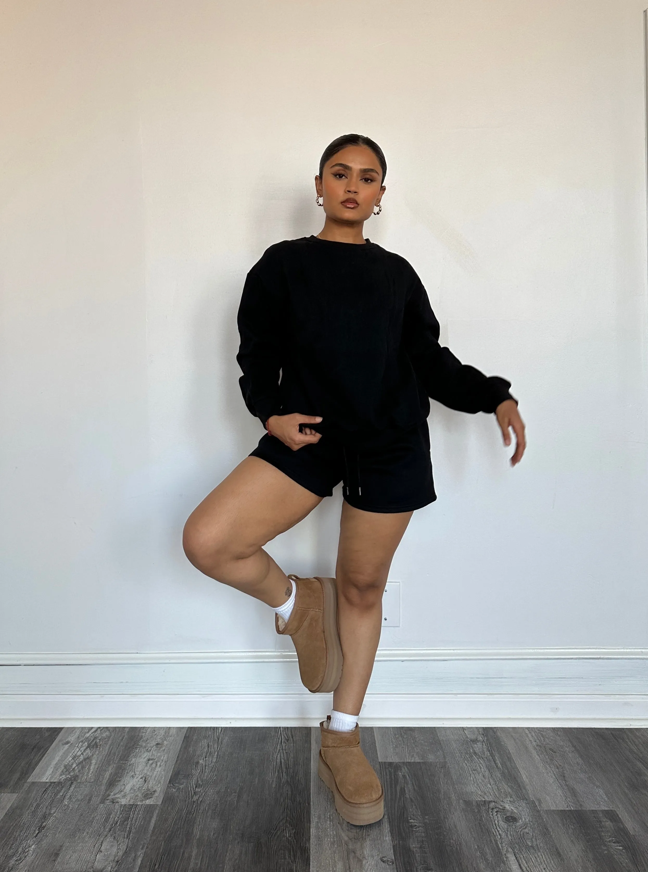 Stay Home Sweat Set Black