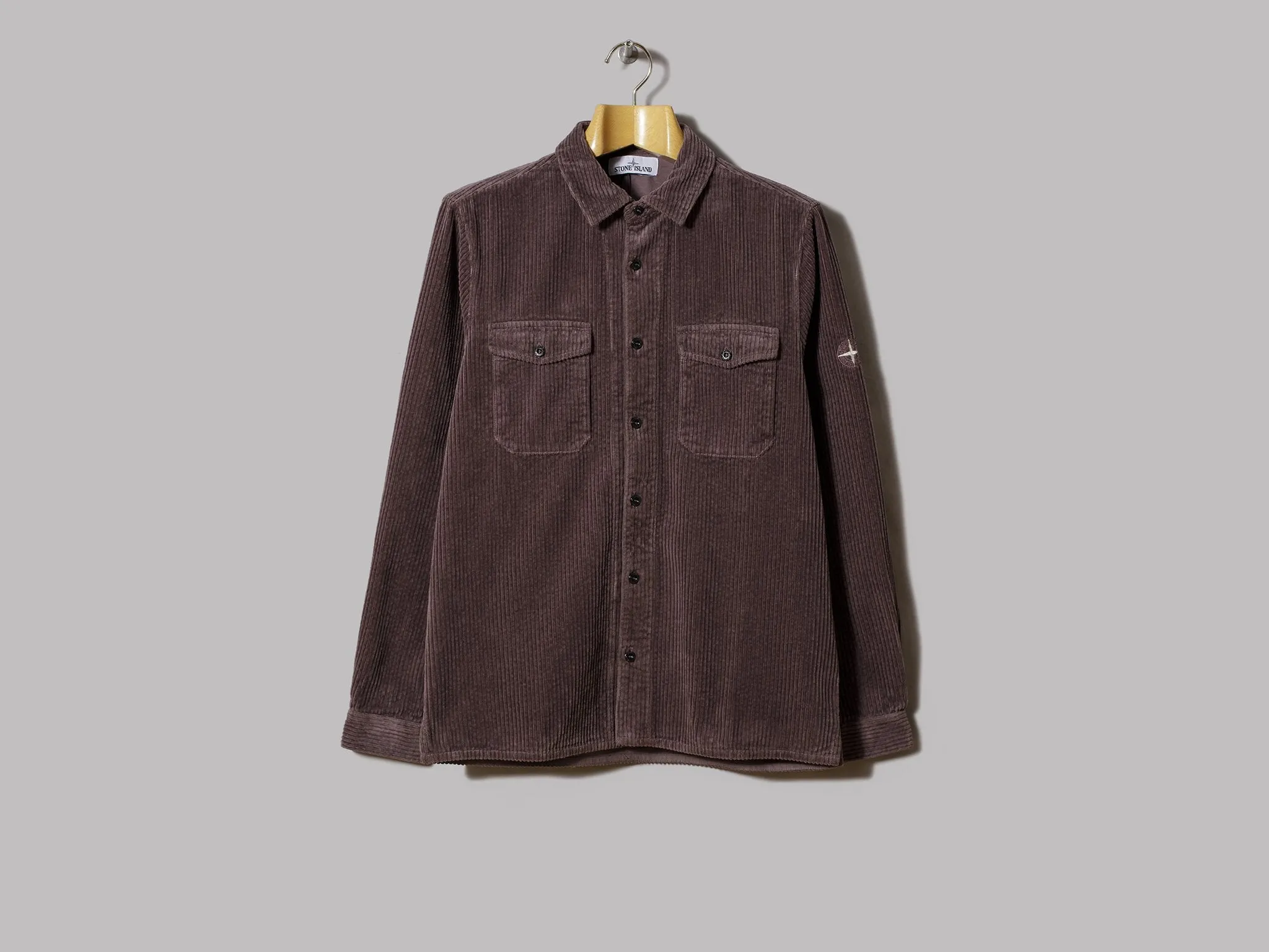 Stone Island Cotton Corduroy Garment Dyed Shirt (Magenta)