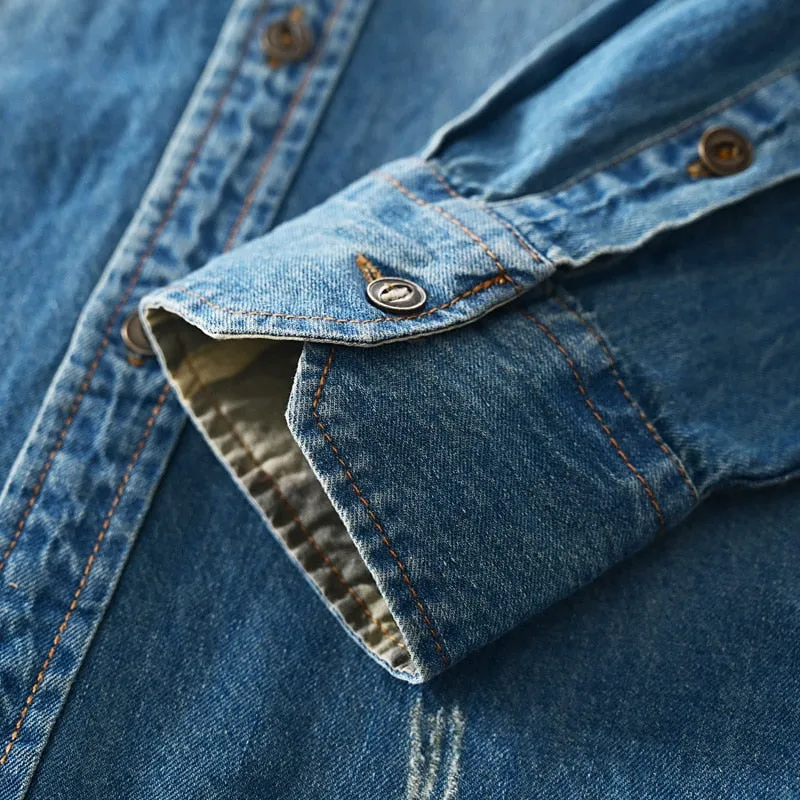 Street Ripped Distressed Denim Shirt