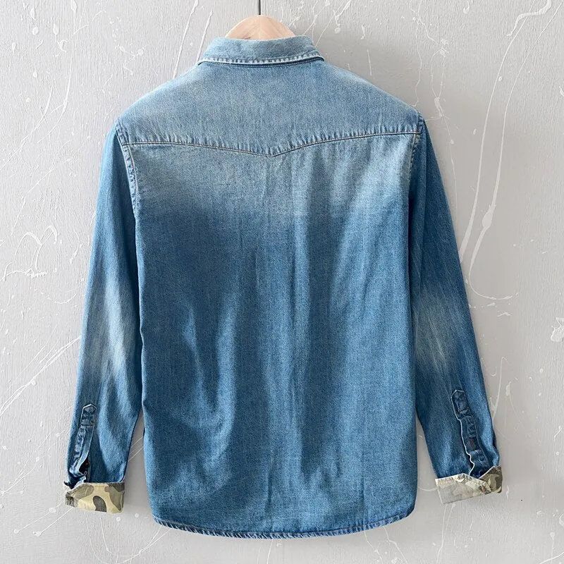 Street Ripped Distressed Denim Shirt