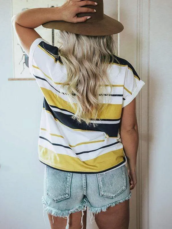 Stripe Colorblock Ringer T-shirts