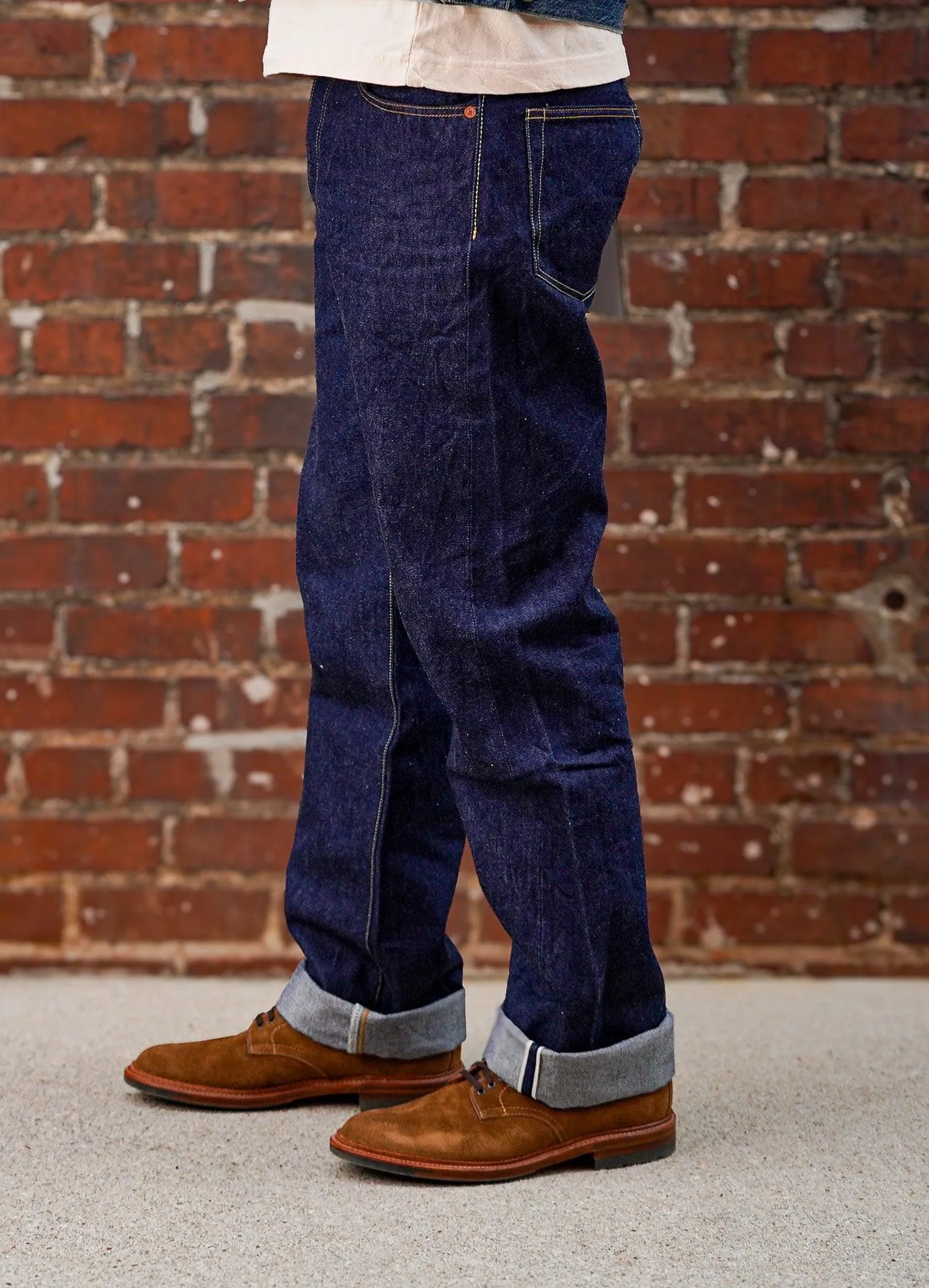 Studio D'Artisan SD-801 Straight Fit Natural Indigo Selvedge Denim - One Washed