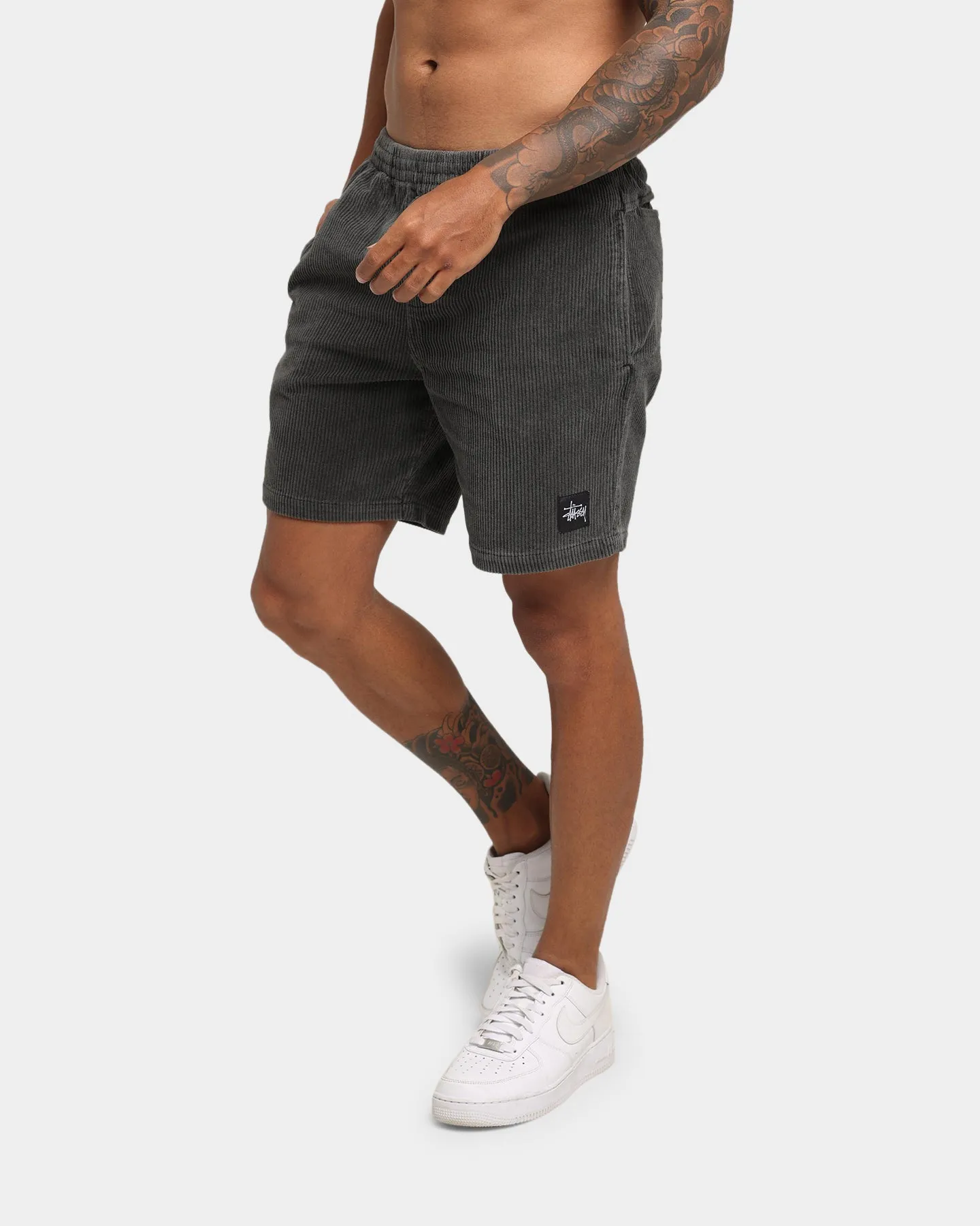 Stussy Wide Wale Cord Beach Shorts Coal
