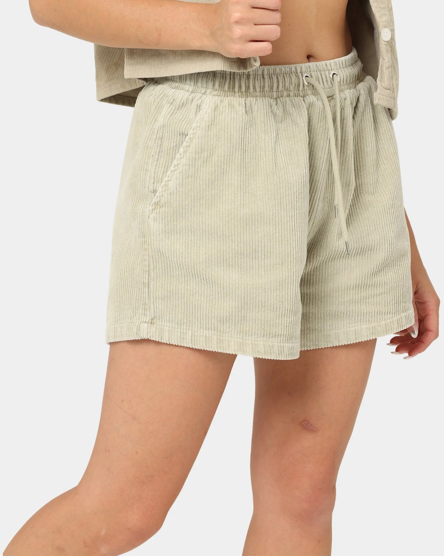 Stussy Women's Hudson Cord Shorts White Sand