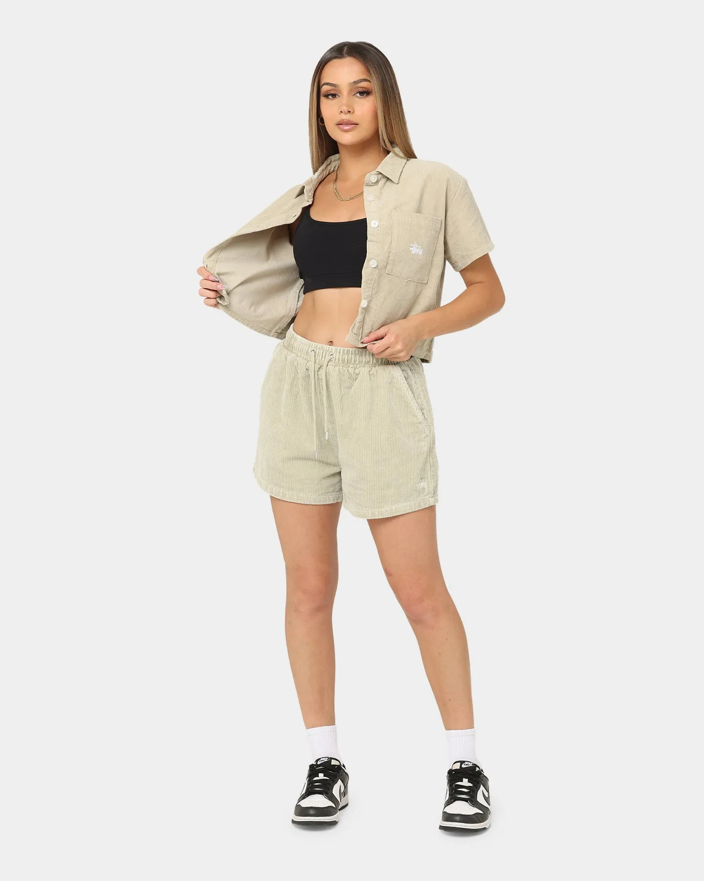 Stussy Women's Hudson Cord Shorts White Sand