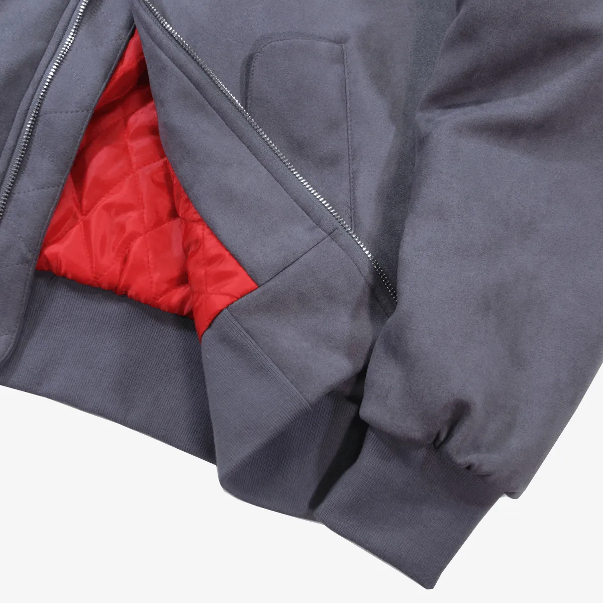 Suede MA-1 Bomber Jacket - Grey