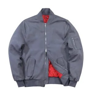Suede MA-1 Bomber Jacket - Grey
