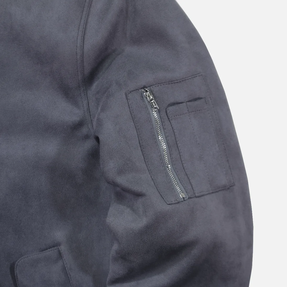 Suede MA-1 Bomber Jacket - Grey