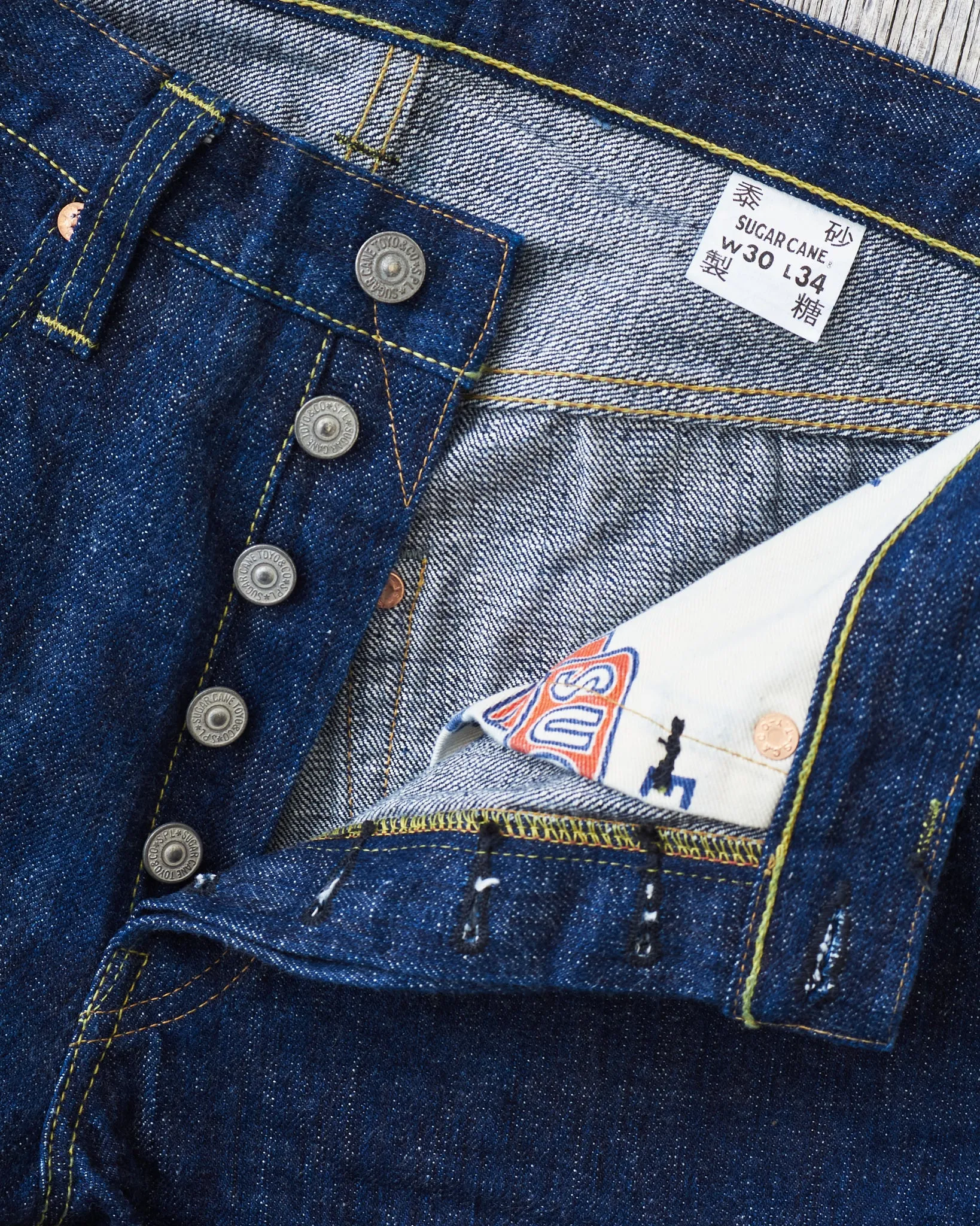 Sugar cane 14,25 Oz. Hawaii Indigo Mixed Right Twill Denim Lot: 401