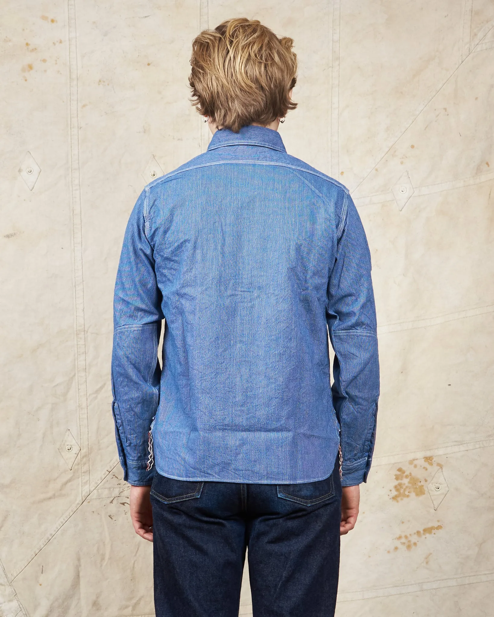 Sugar Cane & Co. Blue Striped Work Shirt SC25511