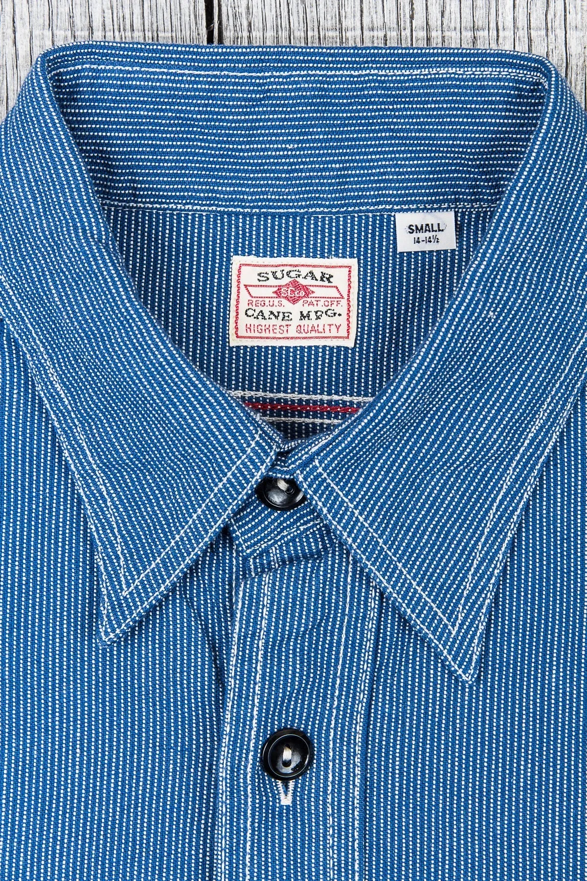 Sugar Cane & Co. Blue Striped Work Shirt SC25511
