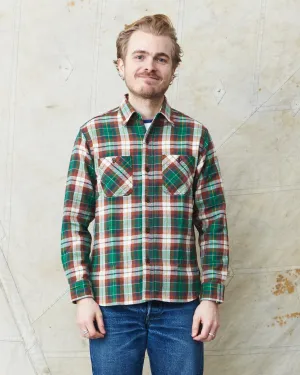 Sugar Cane & Co Twill Check Work Shirt Green SC29151