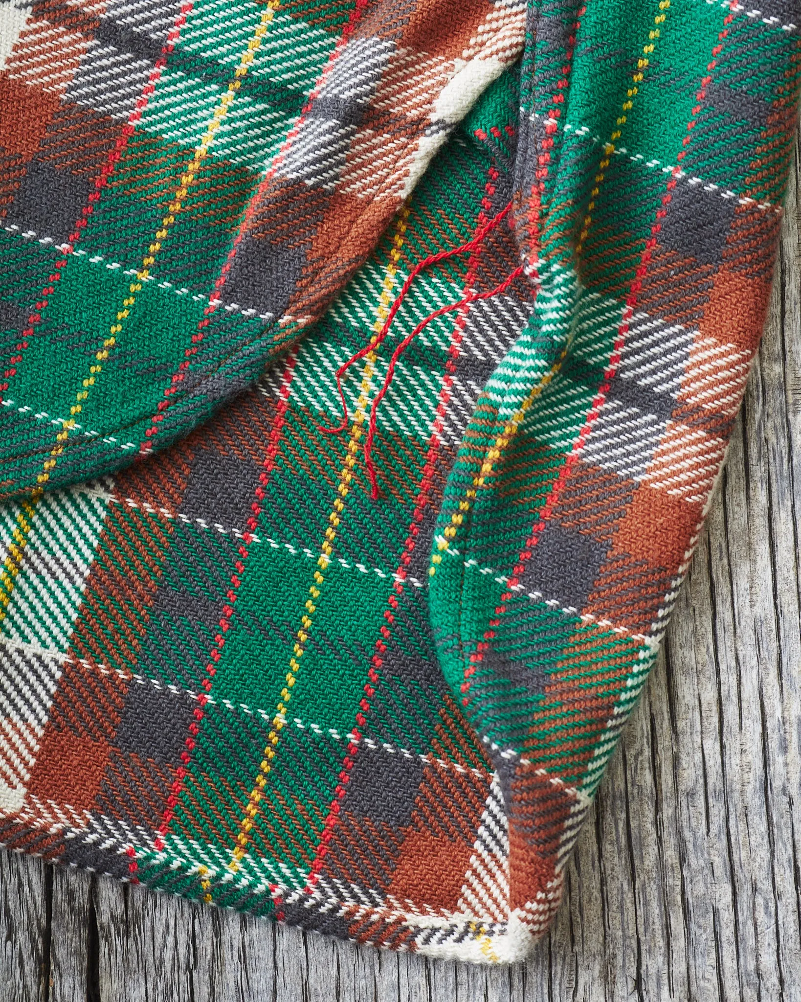 Sugar Cane & Co Twill Check Work Shirt Green SC29151