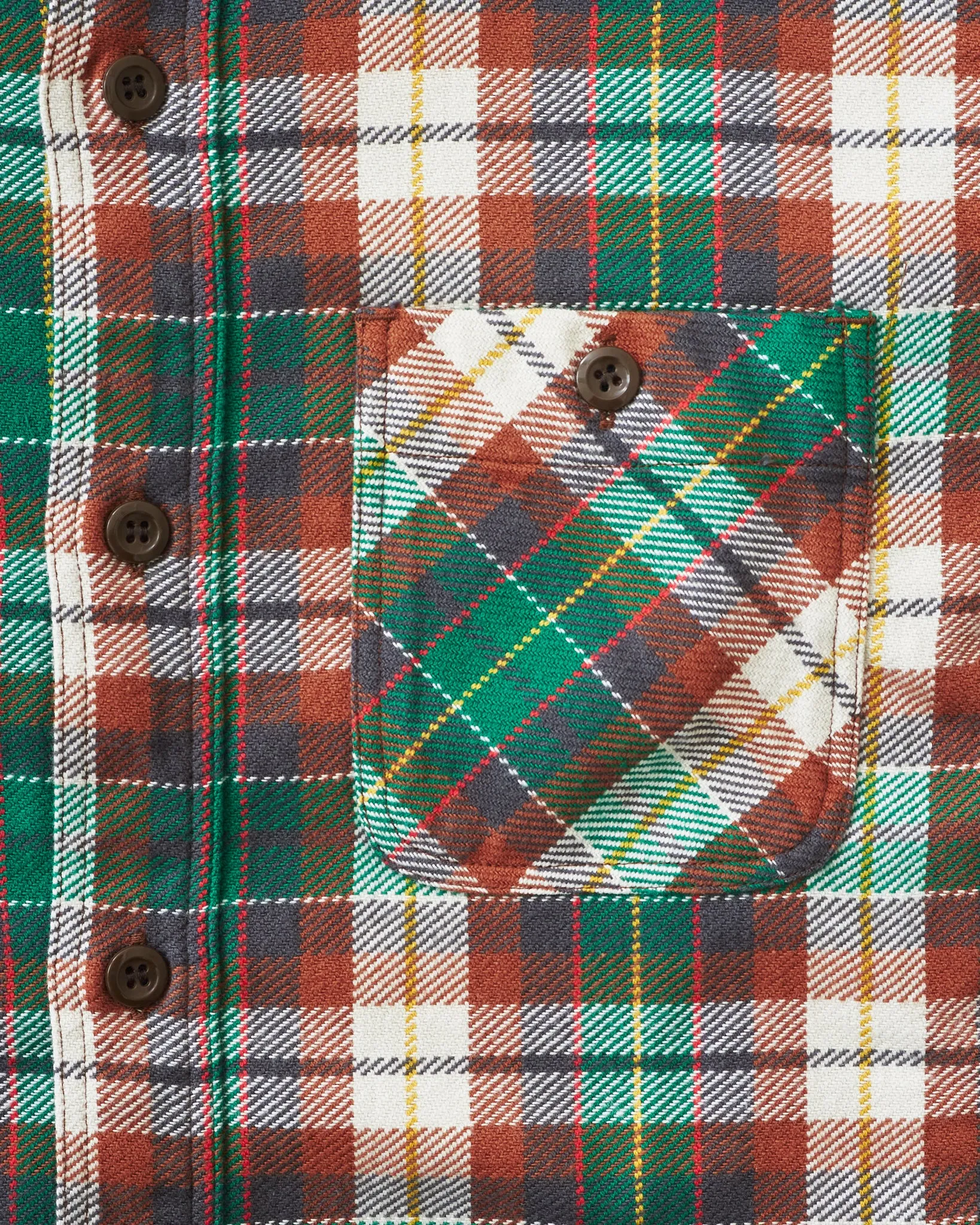 Sugar Cane & Co Twill Check Work Shirt Green SC29151