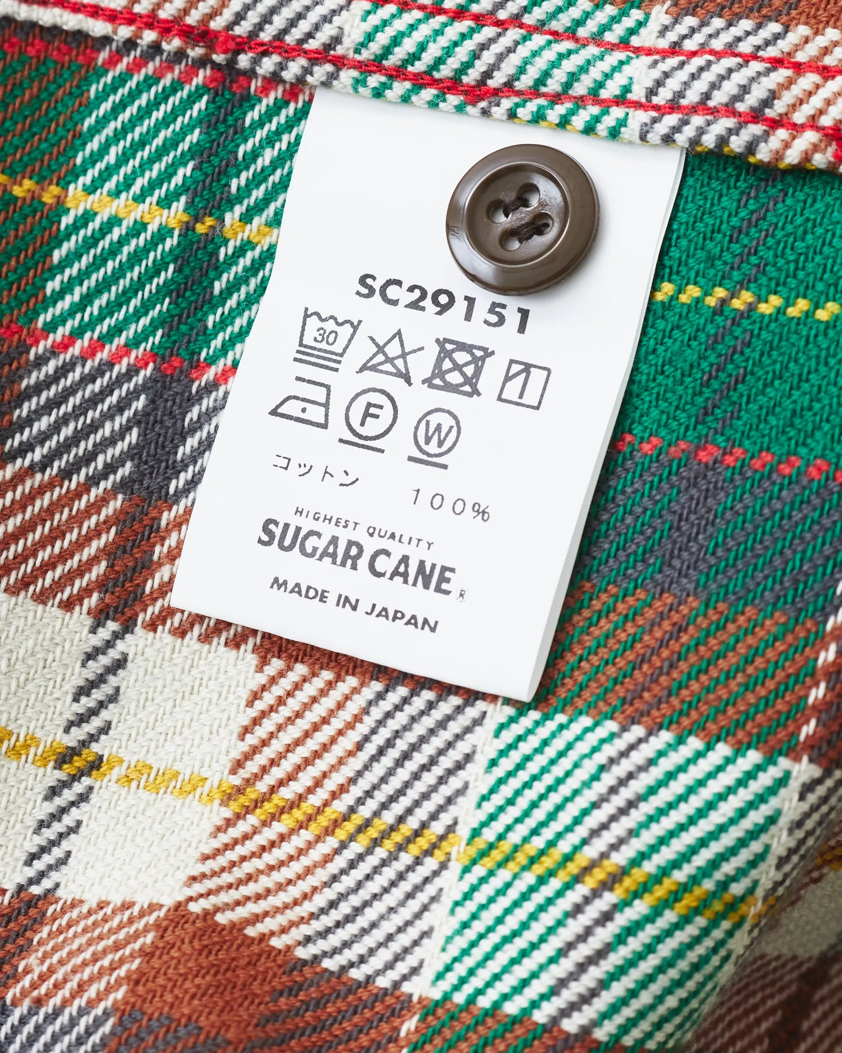 Sugar Cane & Co Twill Check Work Shirt Green SC29151