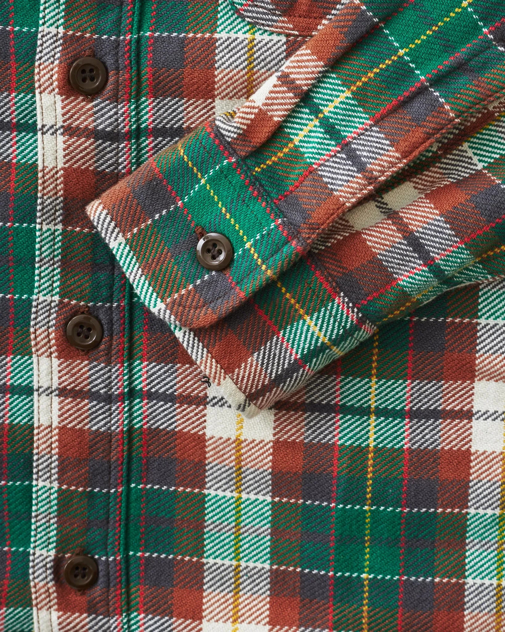 Sugar Cane & Co Twill Check Work Shirt Green SC29151