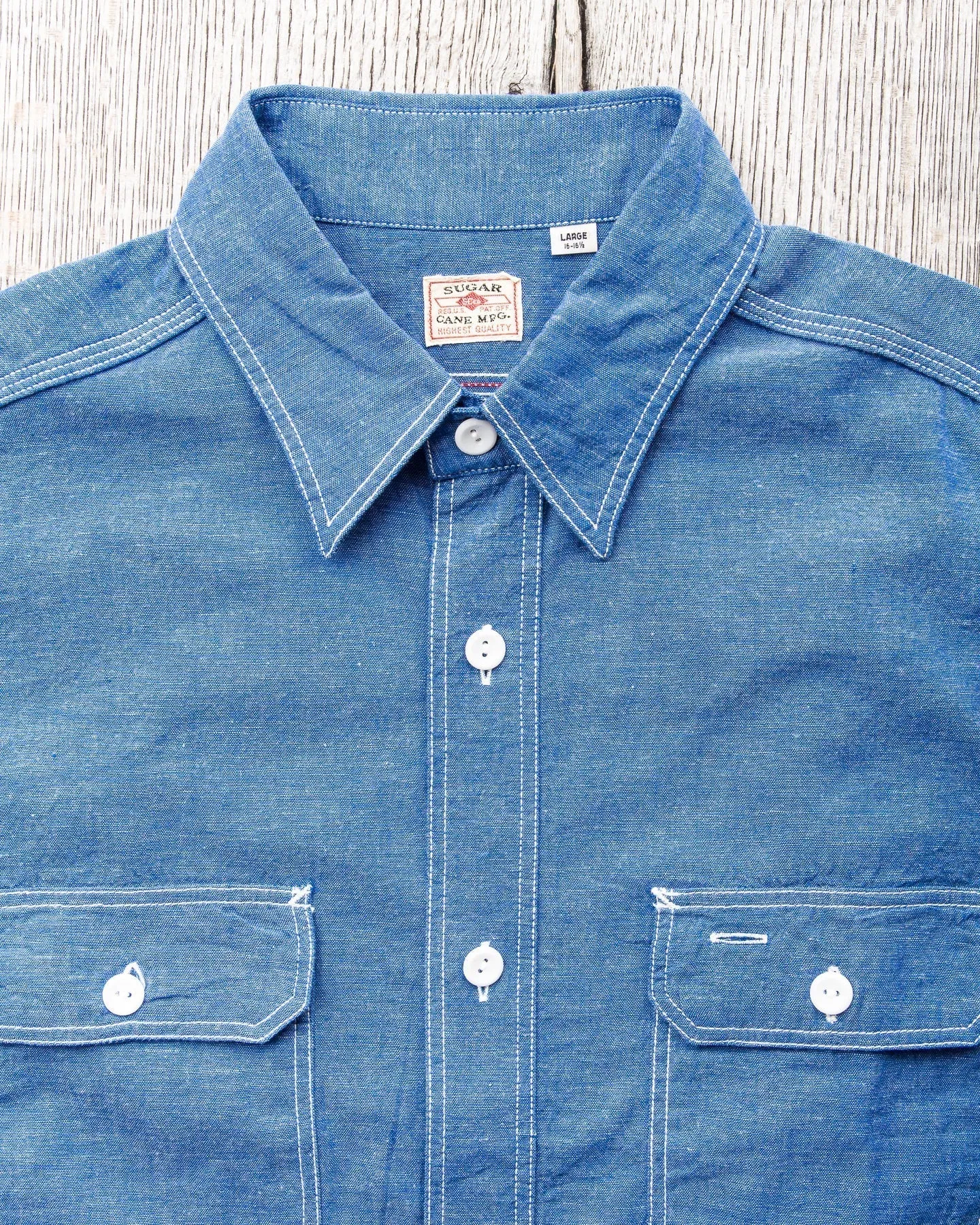 Sugar Cane & Co. Vat Dye Chambray Work Shirt SC25513