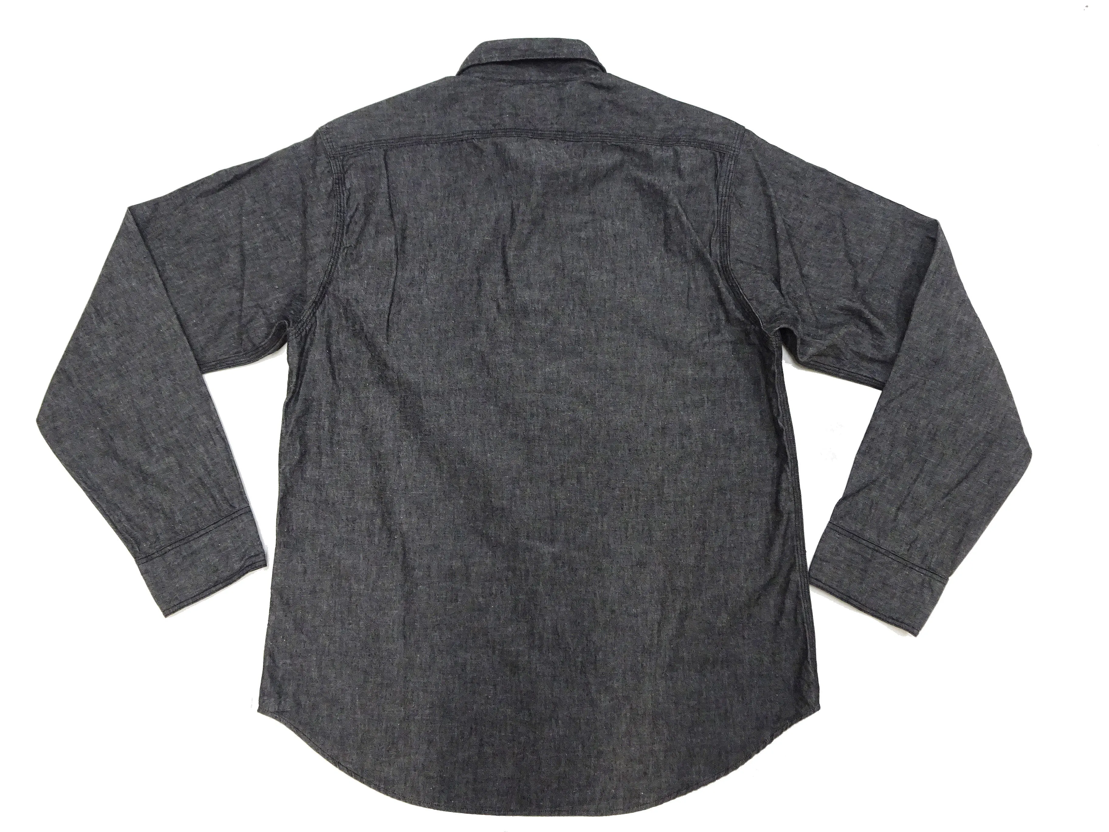 Sugar Cane Chambray Shirt Men's Lightweight Long Sleeve Button Up Plain Work Shirt SC29159 411 Black