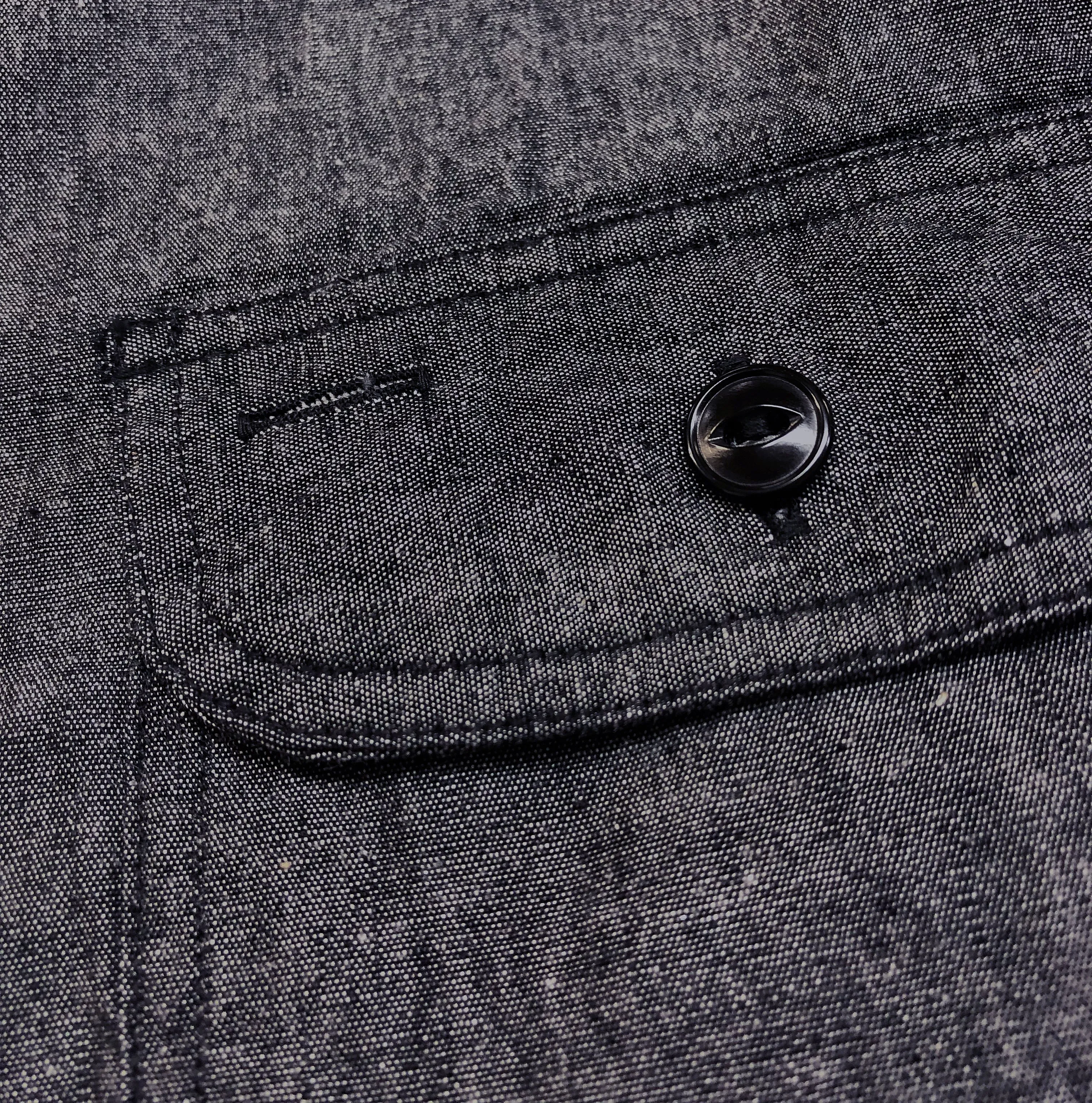 Sugar Cane Chambray Shirt Men's Lightweight Long Sleeve Button Up Plain Work Shirt SC29159 411 Black