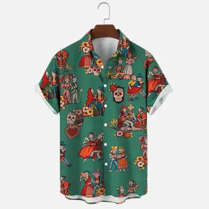 Sugar Skulls Polyester Hawaiian Shirt