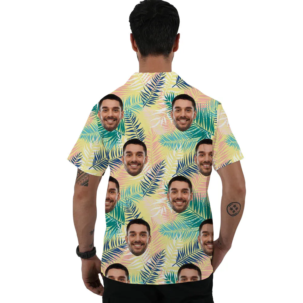 Summer Leaf Print Men's Short- Sleeved Shirts & Shorts Custom Suits