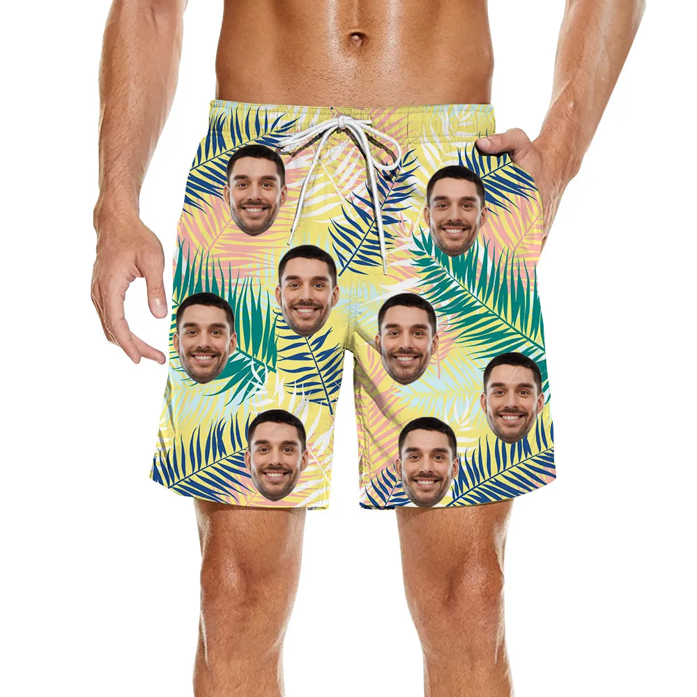 Summer Leaf Print Men's Short- Sleeved Shirts & Shorts Custom Suits