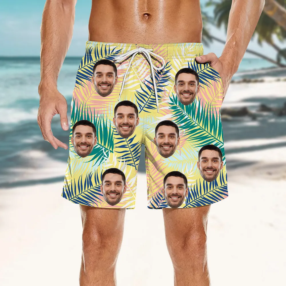 Summer Leaf Print Men's Short- Sleeved Shirts & Shorts Custom Suits