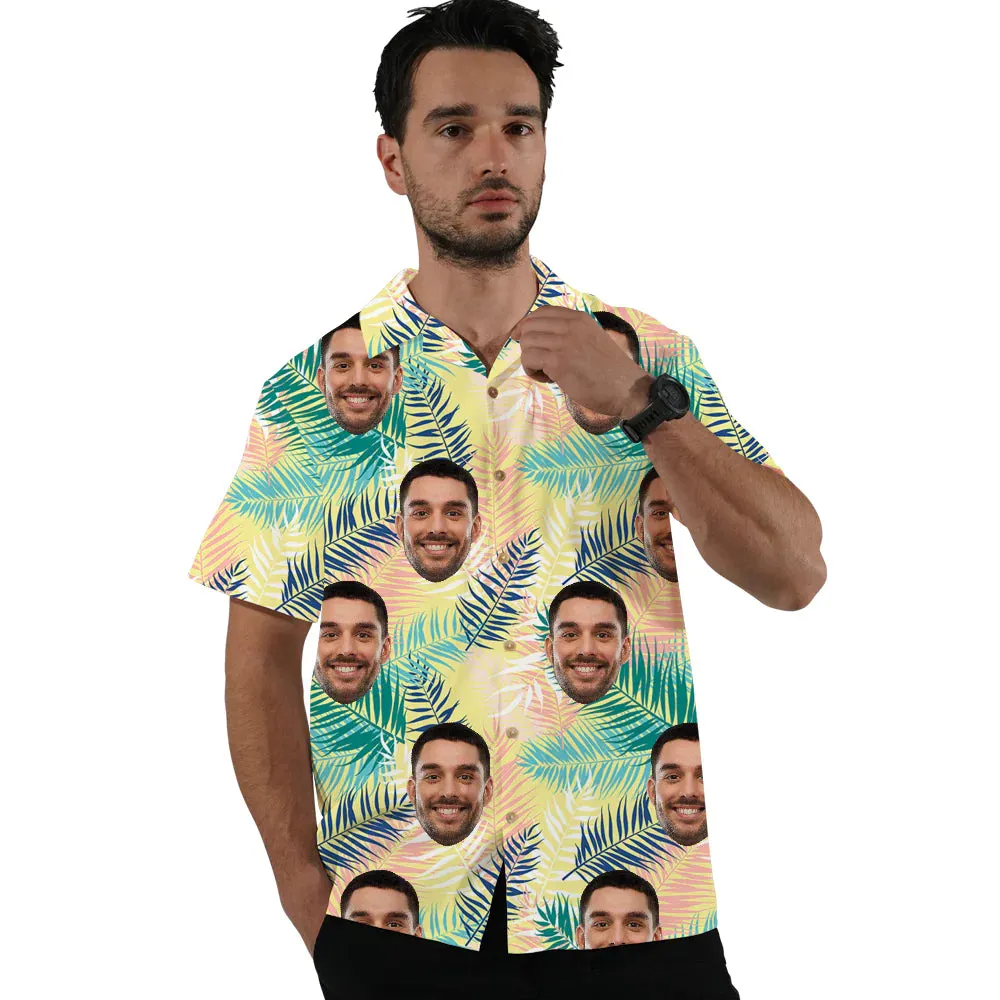 Summer Leaf Print Men's Short- Sleeved Shirts & Shorts Custom Suits