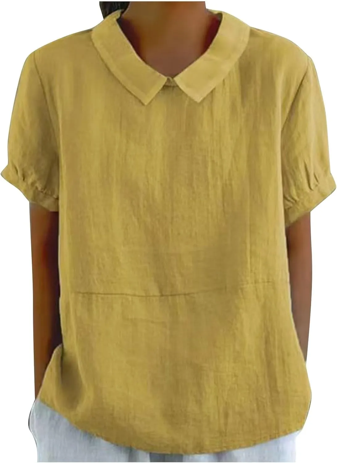 Summer Linen Shirts Women 2025 Casual Plus Size Beach Short Sleeve T Shirts Crewneck Blouses Trendy Loose Gauze Shirt