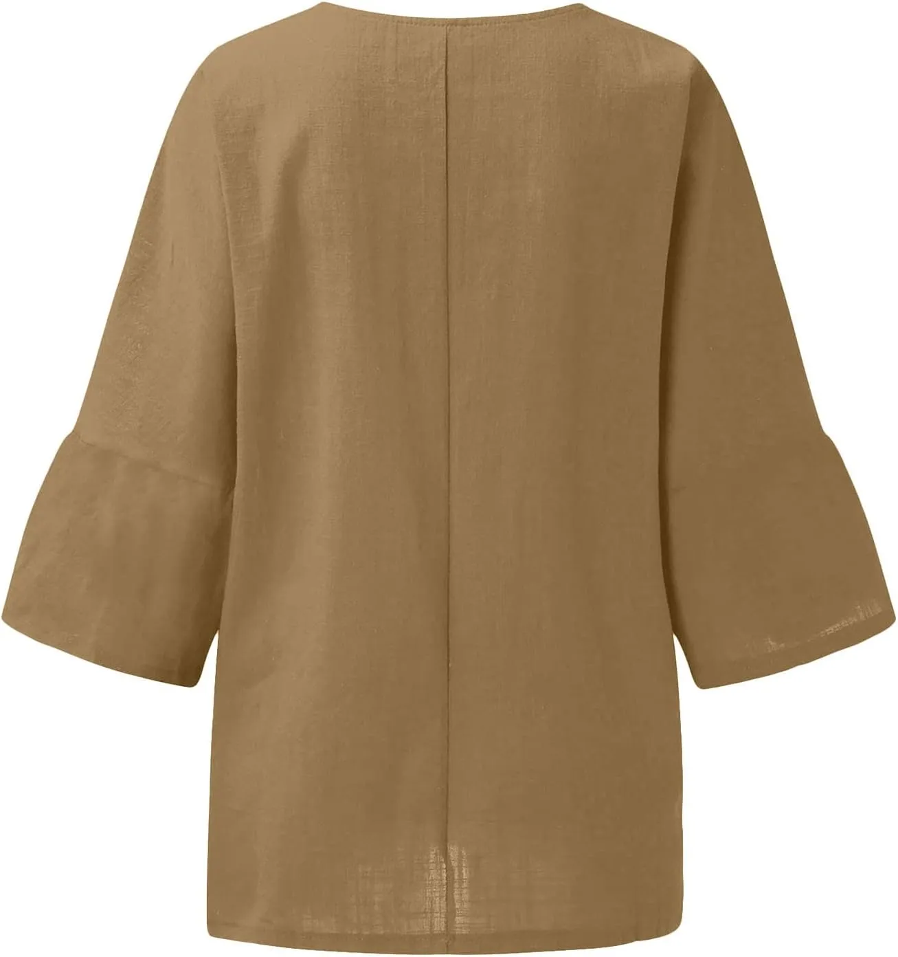 Summer Linen Tops Women Plus Size Casual Shirts 3/4 Sleeve Loose Tee Shirts Crew Neck Beach T-Shirts Oversized Blouse