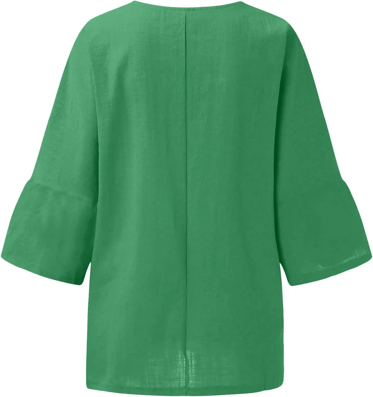 Summer Linen Tops Women Plus Size Casual Shirts 3/4 Sleeve Loose Tee Shirts Crew Neck Beach T-Shirts Oversized Blouse