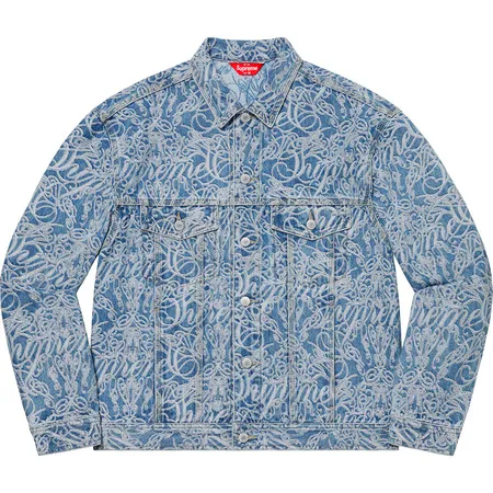 Supreme Script Jacquard Denim Trucker Jacket