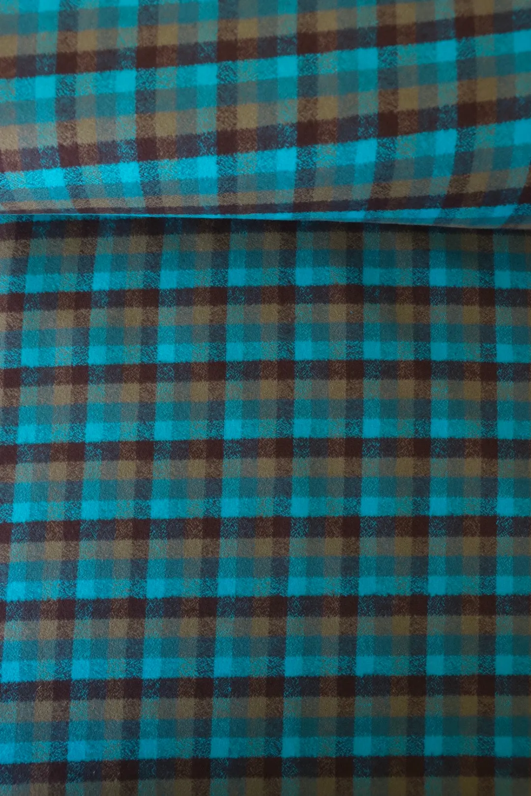 Surf/Chocolate/Tan Mini Check | Mammoth Flannel | Robert Kaufman