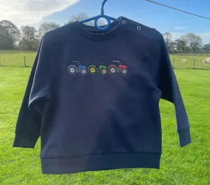 Sustainable Sweatshirts Embroidered With Three Tractors Design
