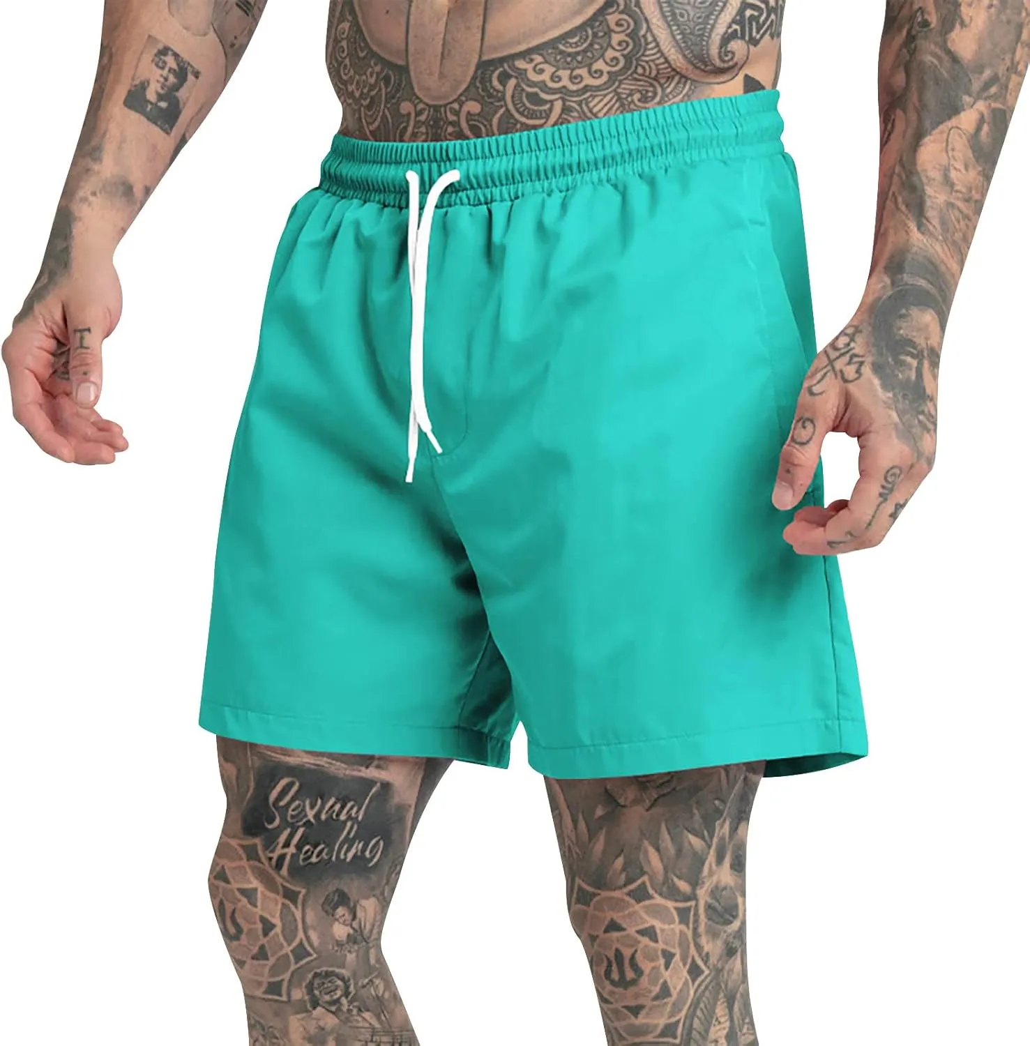 SUWBMHWE Men Gym Shorts, Men's Multifunctional 5 Minute Pants Solid Color Beach Sports Fitness Shorts