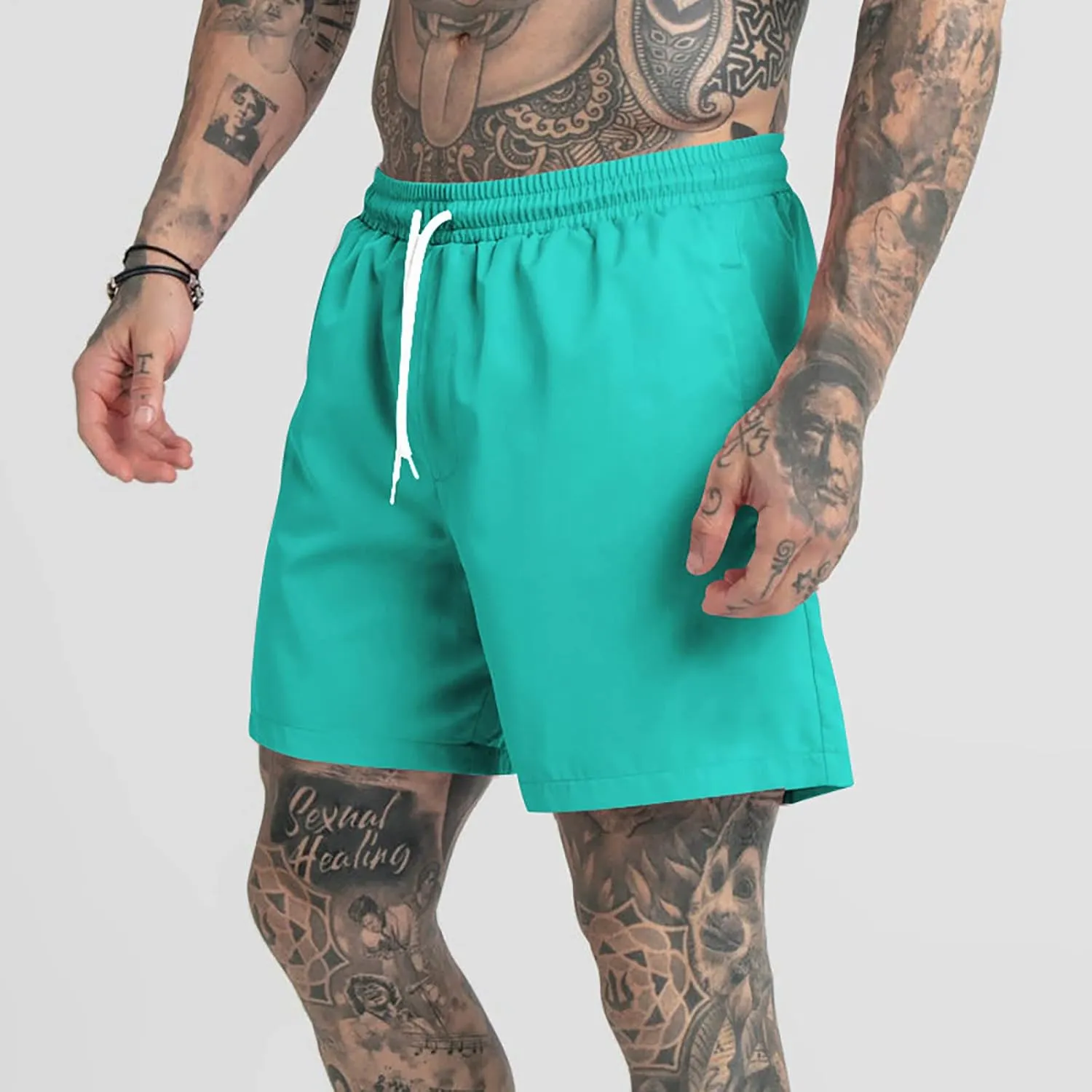 SUWBMHWE Men Gym Shorts, Men's Multifunctional 5 Minute Pants Solid Color Beach Sports Fitness Shorts