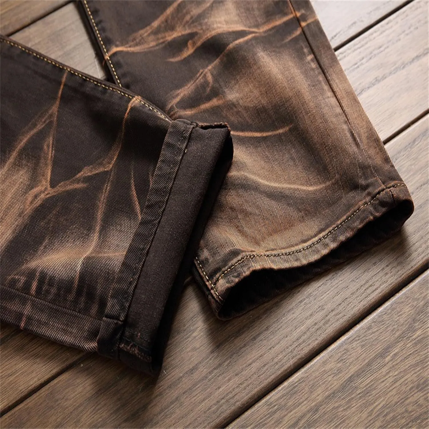 SUWBMHWE Men's Jeans, Mens Vintage Jeans Denim Folds Wash Work Patchwork Zipper Basic Pants