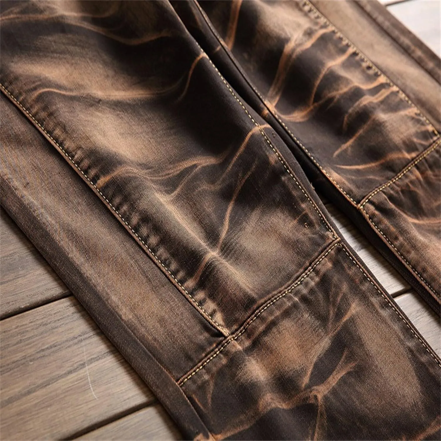 SUWBMHWE Men's Jeans, Mens Vintage Jeans Denim Folds Wash Work Patchwork Zipper Basic Pants