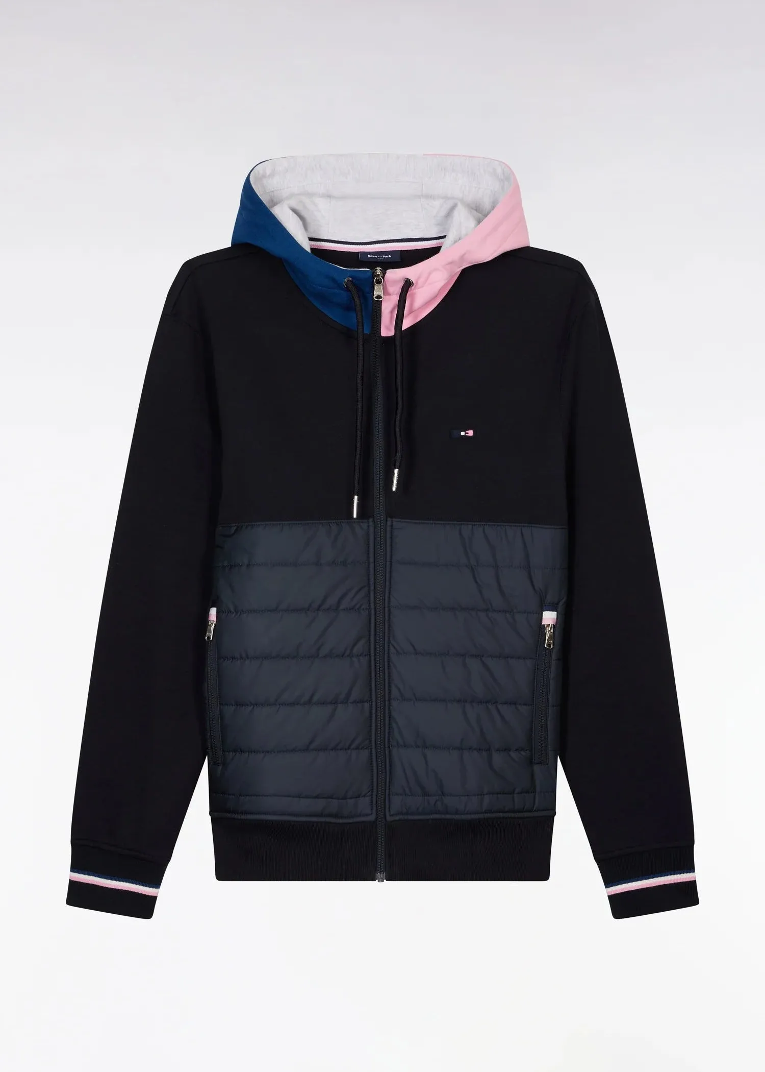 Sweat zippé bi matière Eden Park marine